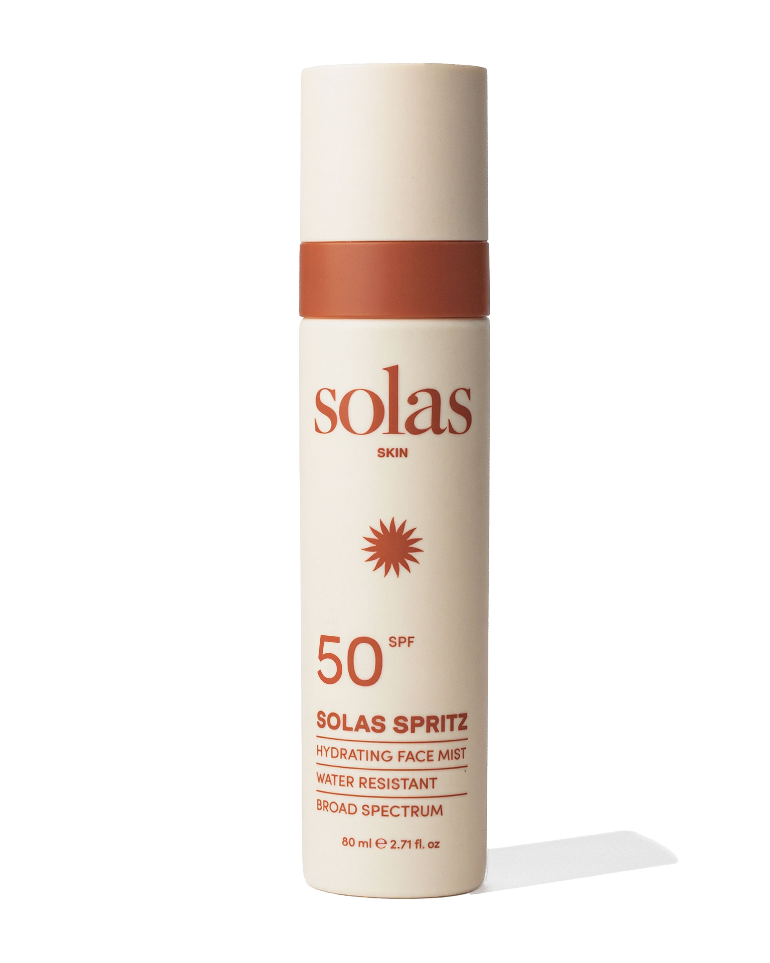 Solas SPF 50 sun protection spray on a white background